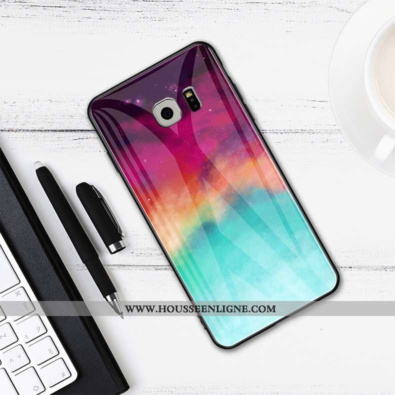 Coque Samsung Galaxy S6 Edge Tendance Protection Noir Incassable Verre Étoile