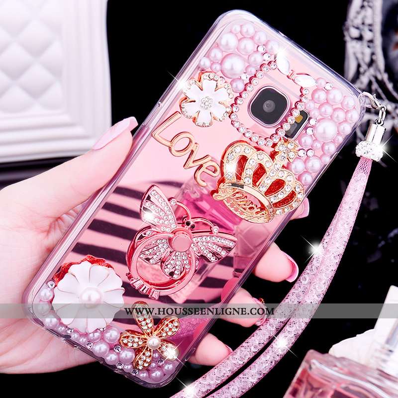 Coque Samsung Galaxy S6 Fluide Doux Silicone Téléphone Portable Étui Étoile Rose