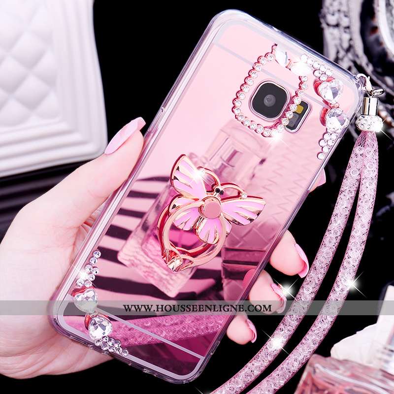 Coque Samsung Galaxy S6 Fluide Doux Silicone Téléphone Portable Étui Étoile Rose