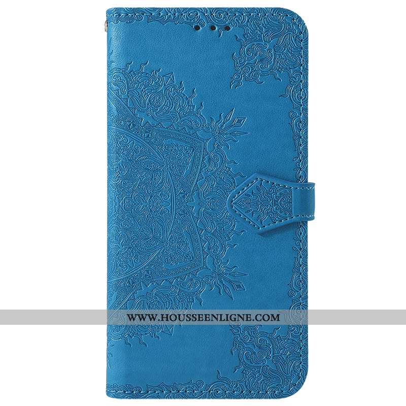 Coque Samsung Galaxy S6 Gaufrage Tendance Étui Cuir Étoile Luxe Clamshell Bleu