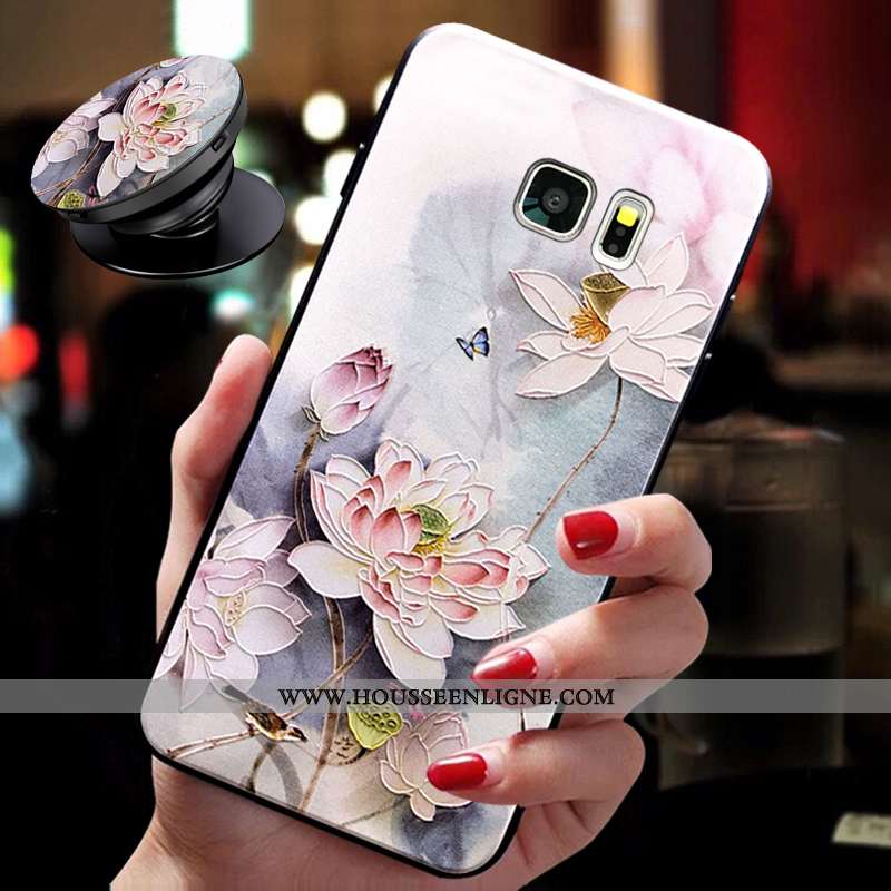 Coque Samsung Galaxy S6 Légère Fluide Doux Cou Suspendu Ultra Protection Support Rose