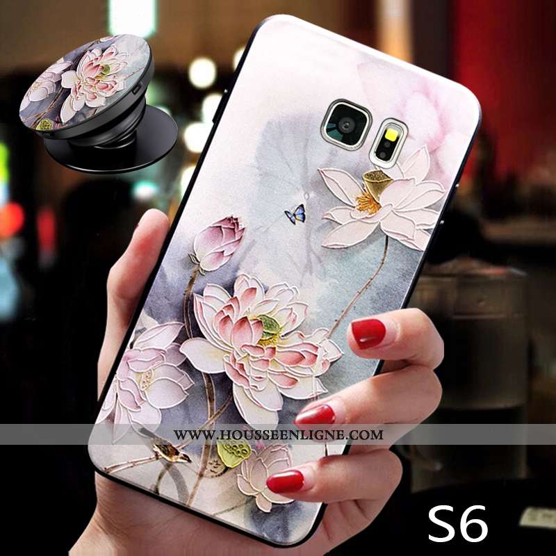 Coque Samsung Galaxy S6 Légère Fluide Doux Cou Suspendu Ultra Protection Support Rose