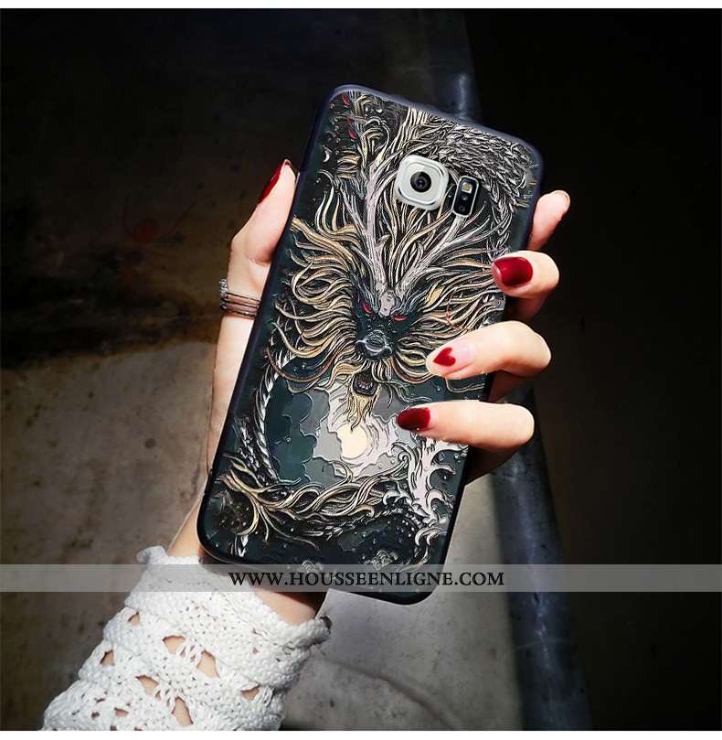 Coque Samsung Galaxy S6 Tendance Fluide Doux Gris Net Rouge Étui Personnalité Créatif