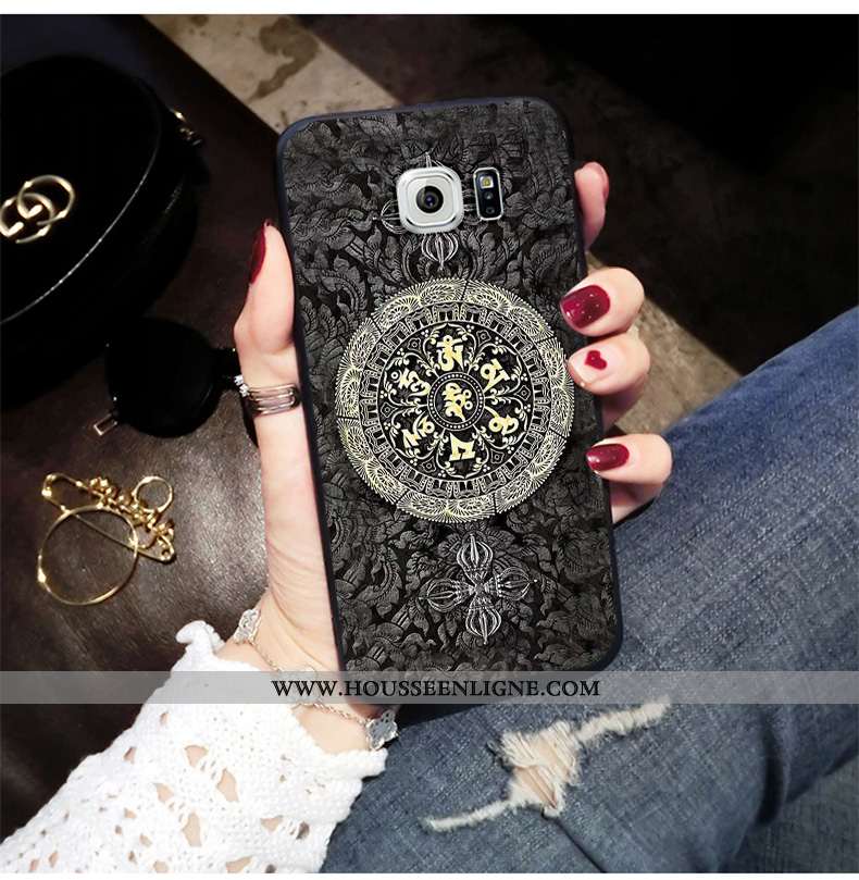 Coque Samsung Galaxy S6 Tendance Fluide Doux Gris Net Rouge Étui Personnalité Créatif