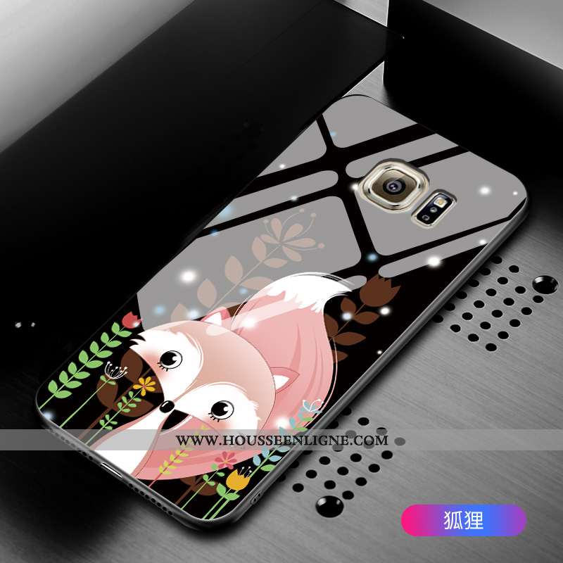 Coque Samsung Galaxy S6 Verre Dessin Animé Étui Tout Compris Incassable Étoile Verte