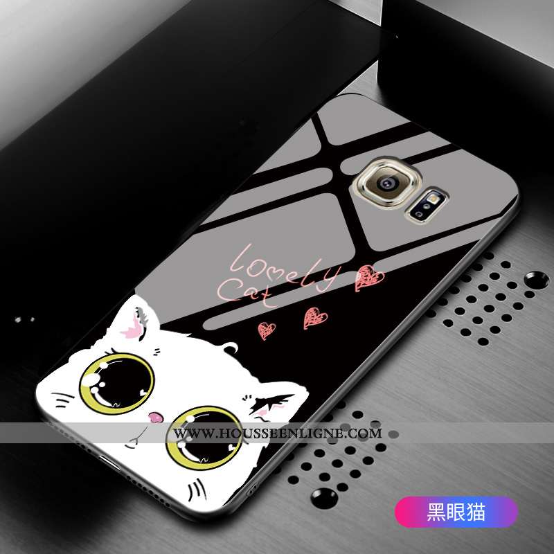 Coque Samsung Galaxy S6 Verre Dessin Animé Étui Tout Compris Incassable Étoile Verte