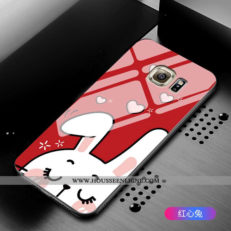Coque Samsung Galaxy S6 Verre Dessin Animé Étui Tout Compris Incassable Étoile Verte
