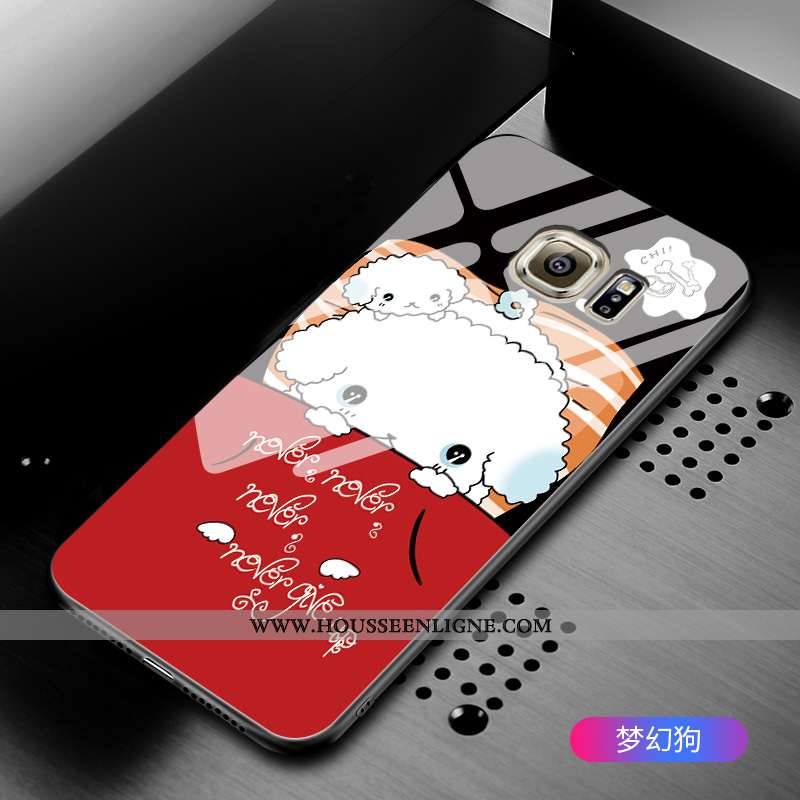 Coque Samsung Galaxy S6 Verre Dessin Animé Étui Tout Compris Incassable Étoile Verte