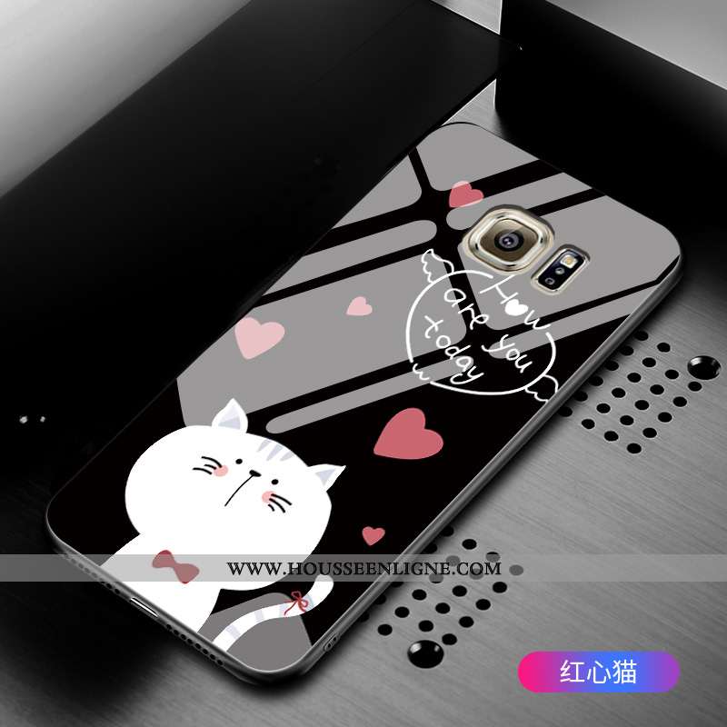 Coque Samsung Galaxy S6 Verre Dessin Animé Étui Tout Compris Incassable Étoile Verte