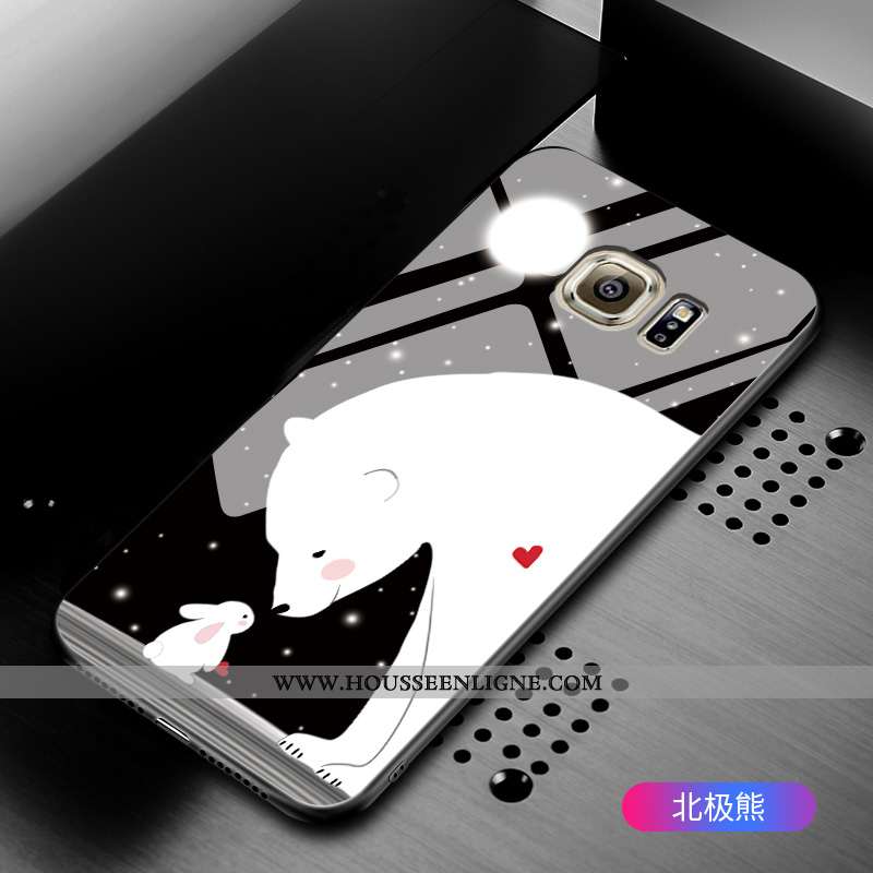 Coque Samsung Galaxy S6 Verre Dessin Animé Étui Tout Compris Incassable Étoile Verte