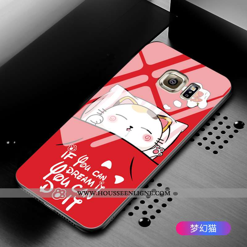 Coque Samsung Galaxy S6 Verre Dessin Animé Étui Tout Compris Incassable Étoile Verte