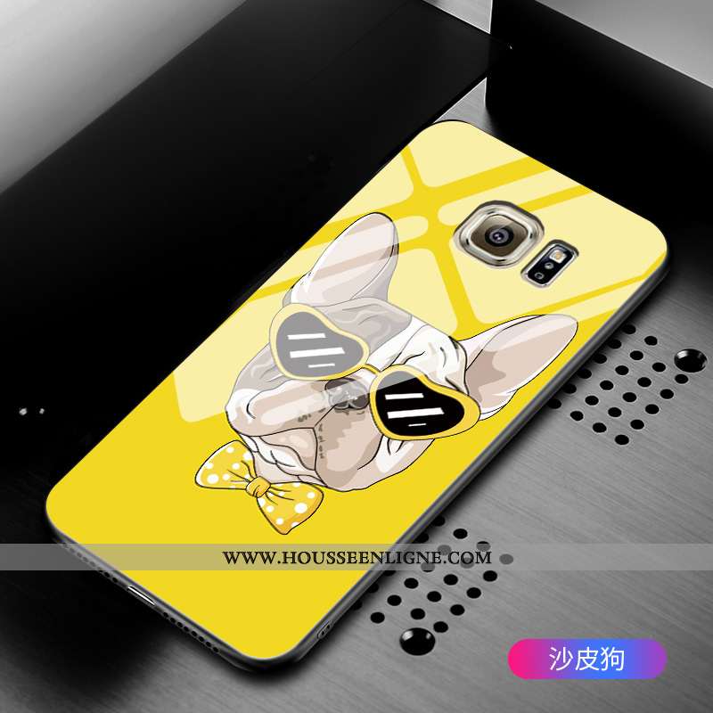 Coque Samsung Galaxy S6 Verre Dessin Animé Étui Tout Compris Incassable Étoile Verte