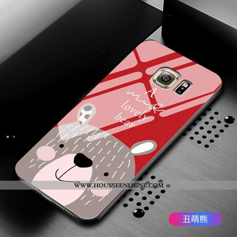 Coque Samsung Galaxy S6 Verre Dessin Animé Étui Tout Compris Incassable Étoile Verte