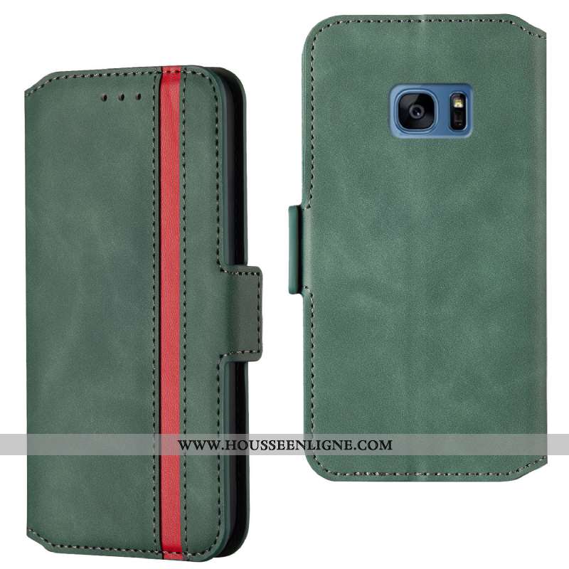 Coque Samsung Galaxy S7 Cuir Étoile Téléphone Portable Tout Compris Étui Noir