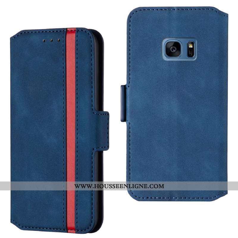 Coque Samsung Galaxy S7 Cuir Étoile Téléphone Portable Tout Compris Étui Noir