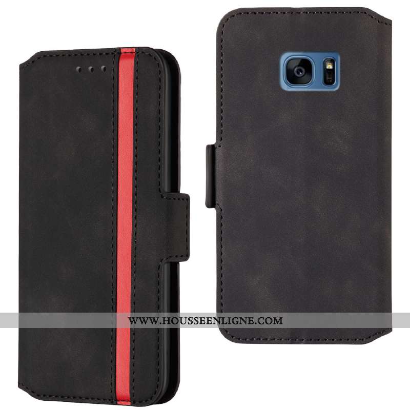 Coque Samsung Galaxy S7 Cuir Étoile Téléphone Portable Tout Compris Étui Noir