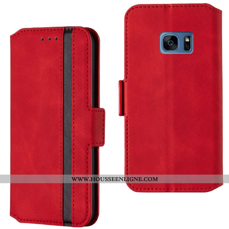 Coque Samsung Galaxy S7 Cuir Étoile Téléphone Portable Tout Compris Étui Noir