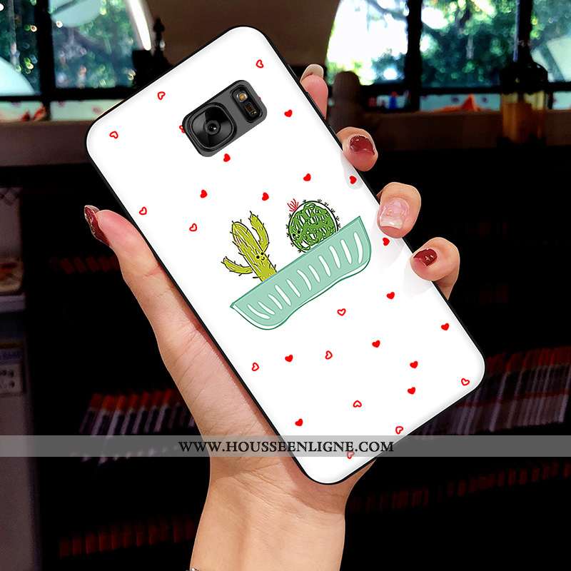Coque Samsung Galaxy S7 Dessin Animé Fluide Doux Frais Protection Blanc Silicone Net Rouge Blanche
