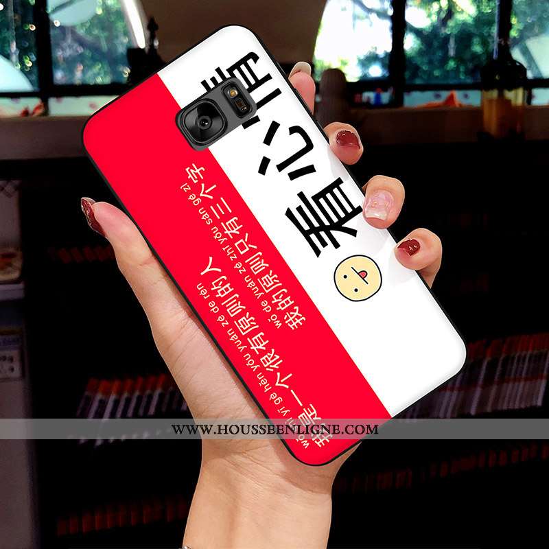 Coque Samsung Galaxy S7 Dessin Animé Fluide Doux Frais Protection Blanc Silicone Net Rouge Blanche