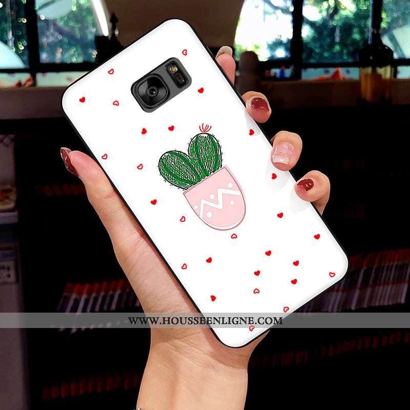Coque Samsung Galaxy S7 Dessin Animé Fluide Doux Frais Protection Blanc Silicone Net Rouge Blanche