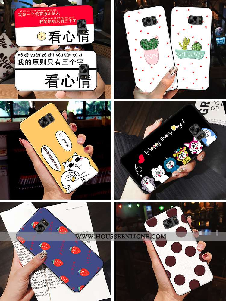 Coque Samsung Galaxy S7 Dessin Animé Fluide Doux Frais Protection Blanc Silicone Net Rouge Blanche