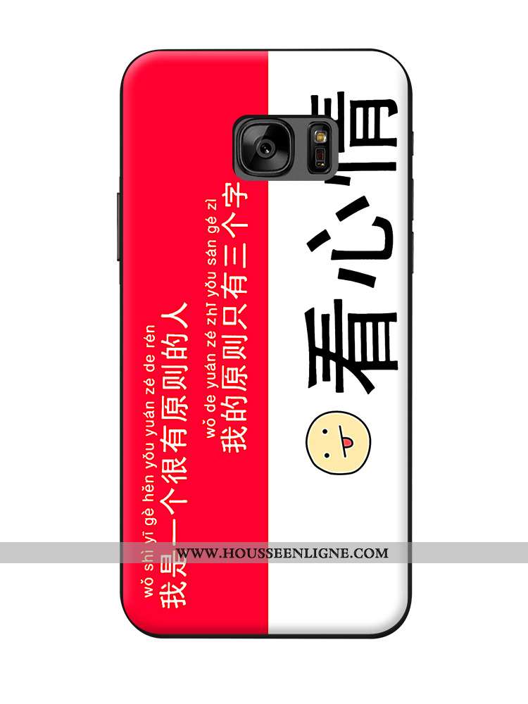 Coque Samsung Galaxy S7 Dessin Animé Fluide Doux Frais Protection Blanc Silicone Net Rouge Blanche
