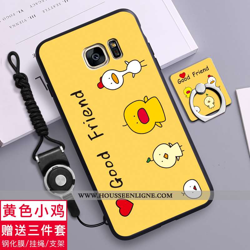 Coque Samsung Galaxy S7 Délavé En Daim Personnalité Tendance Silicone Jaune Incassable