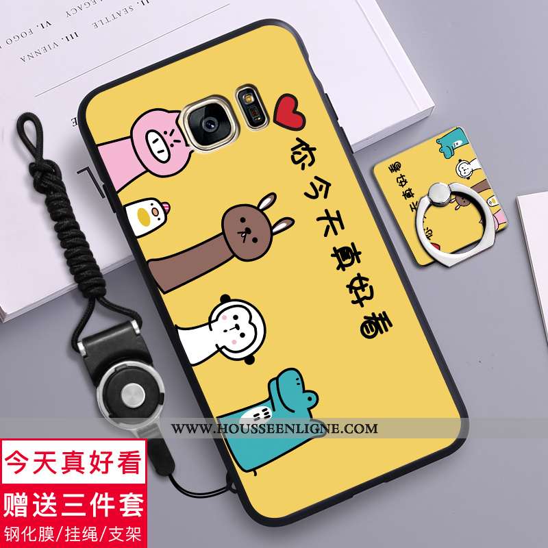 Coque Samsung Galaxy S7 Délavé En Daim Personnalité Tendance Silicone Jaune Incassable