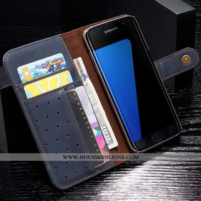 Coque Samsung Galaxy S7 Edge Cuir Clamshell Étoile Étui Téléphone Portable Membrane Marron