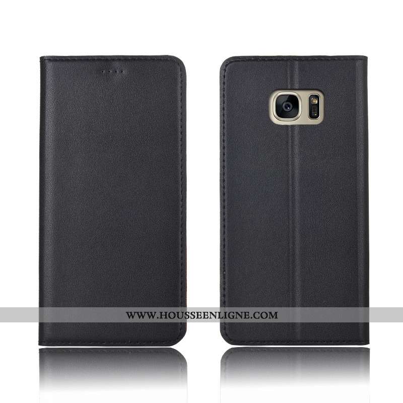 Coque Samsung Galaxy S7 Edge Fluide Doux Silicone Bleu Protection Étui Cuir Cuir Véritable