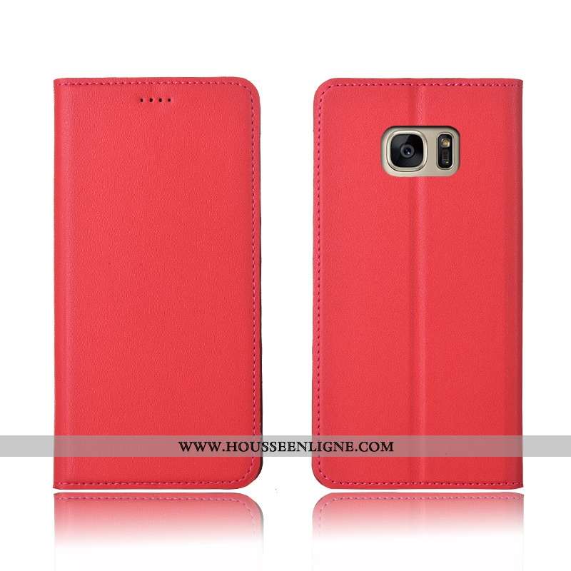 Coque Samsung Galaxy S7 Edge Fluide Doux Silicone Bleu Protection Étui Cuir Cuir Véritable