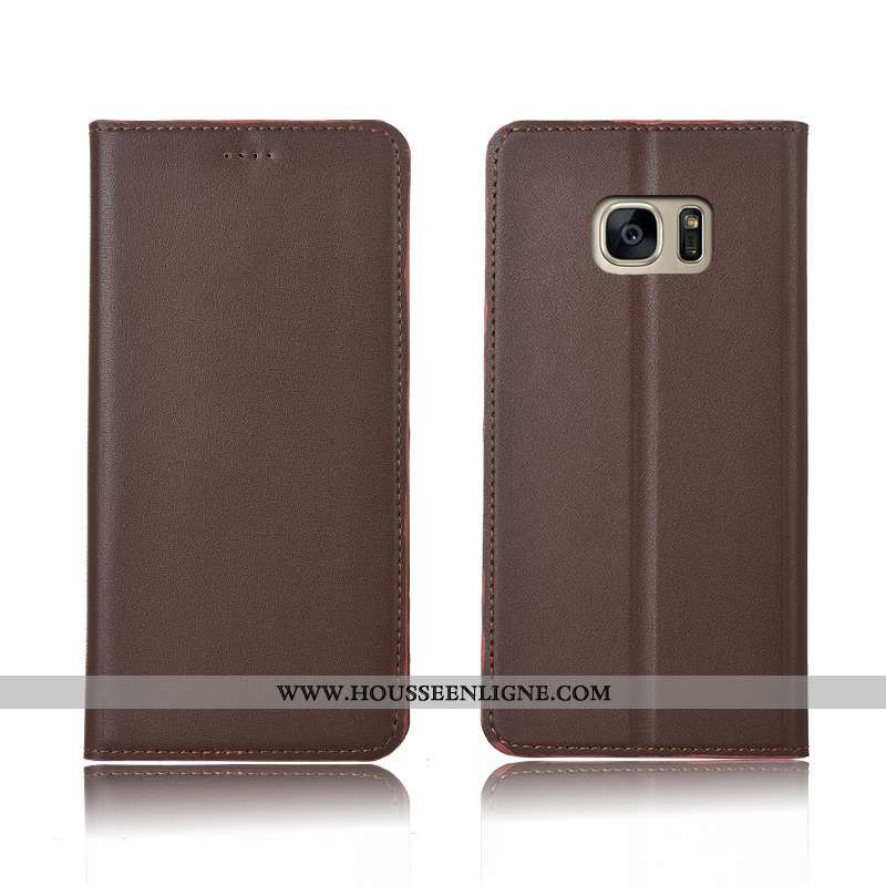 Coque Samsung Galaxy S7 Edge Fluide Doux Silicone Bleu Protection Étui Cuir Cuir Véritable