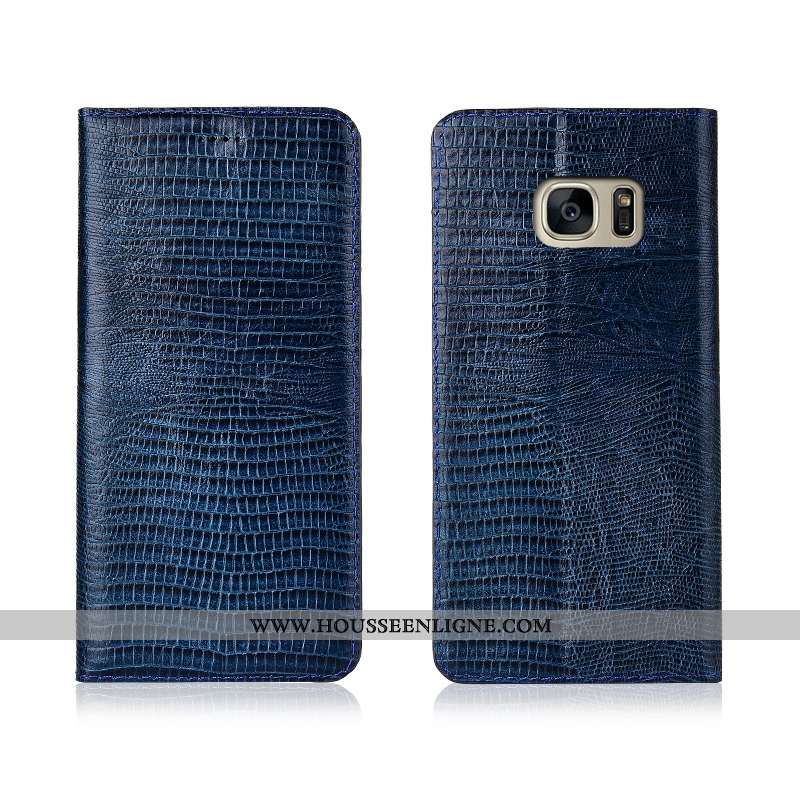 Coque Samsung Galaxy S7 Edge Fluide Doux Silicone Tout Compris Clamshell Protection Cuir Noir
