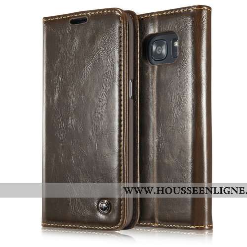 Coque Samsung Galaxy S7 Edge Mode Protection Marron Nouveau Téléphone Portable Étui Cuir