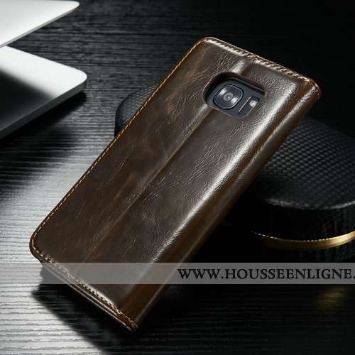 Coque Samsung Galaxy S7 Edge Mode Protection Marron Nouveau Téléphone Portable Étui Cuir