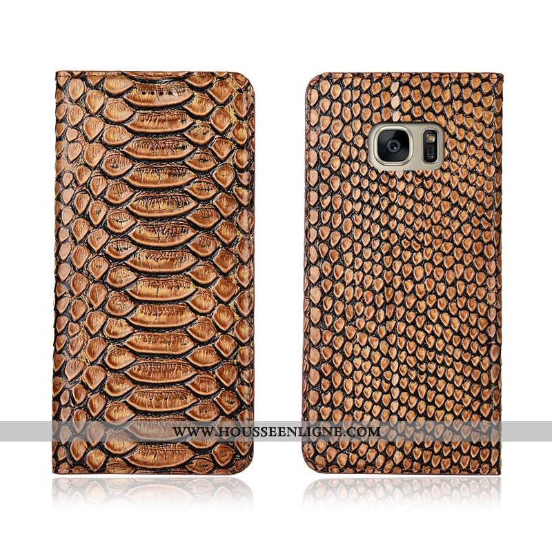 Coque Samsung Galaxy S7 Edge Modèle Fleurie Fluide Doux Silicone Étui Clamshell Cuir Véritable Nouve