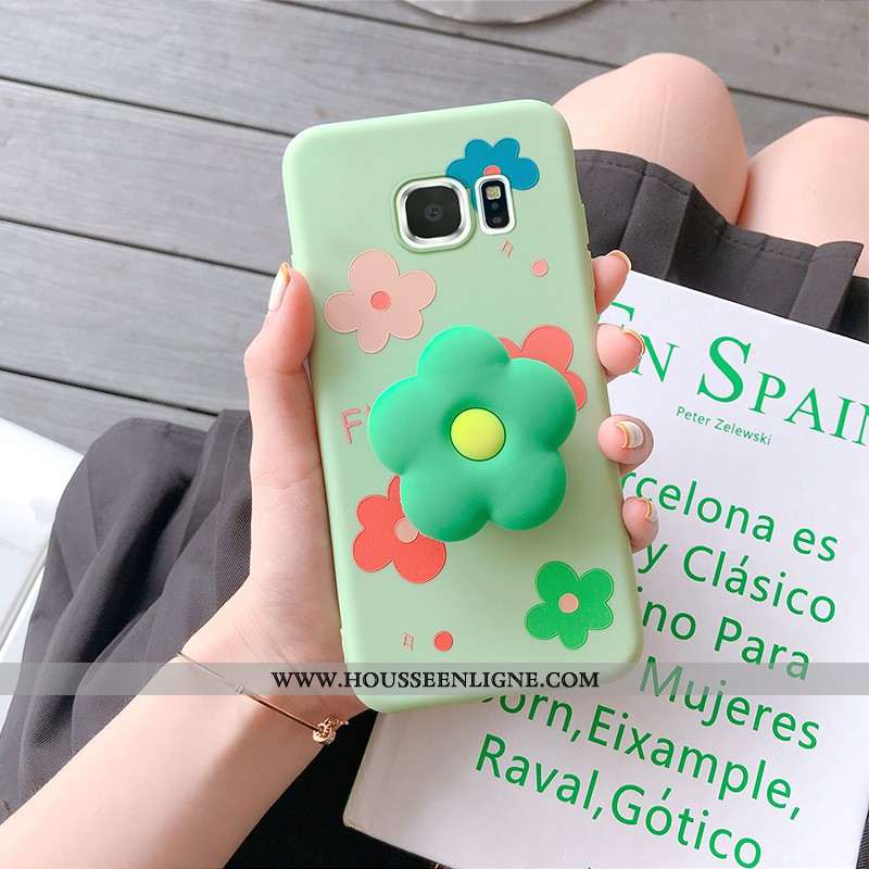 Coque Samsung Galaxy S7 Edge Personnalité Dessin Animé Fleur Incassable Téléphone Portable Vert Vert