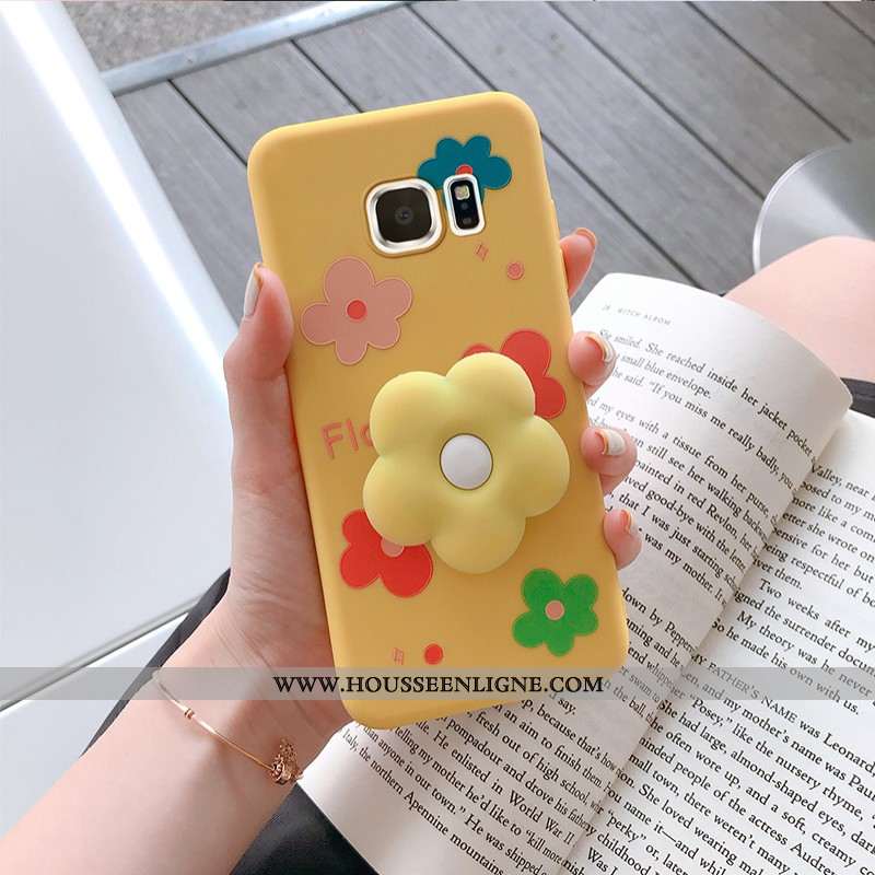 Coque Samsung Galaxy S7 Edge Personnalité Dessin Animé Fleur Incassable Téléphone Portable Vert Vert