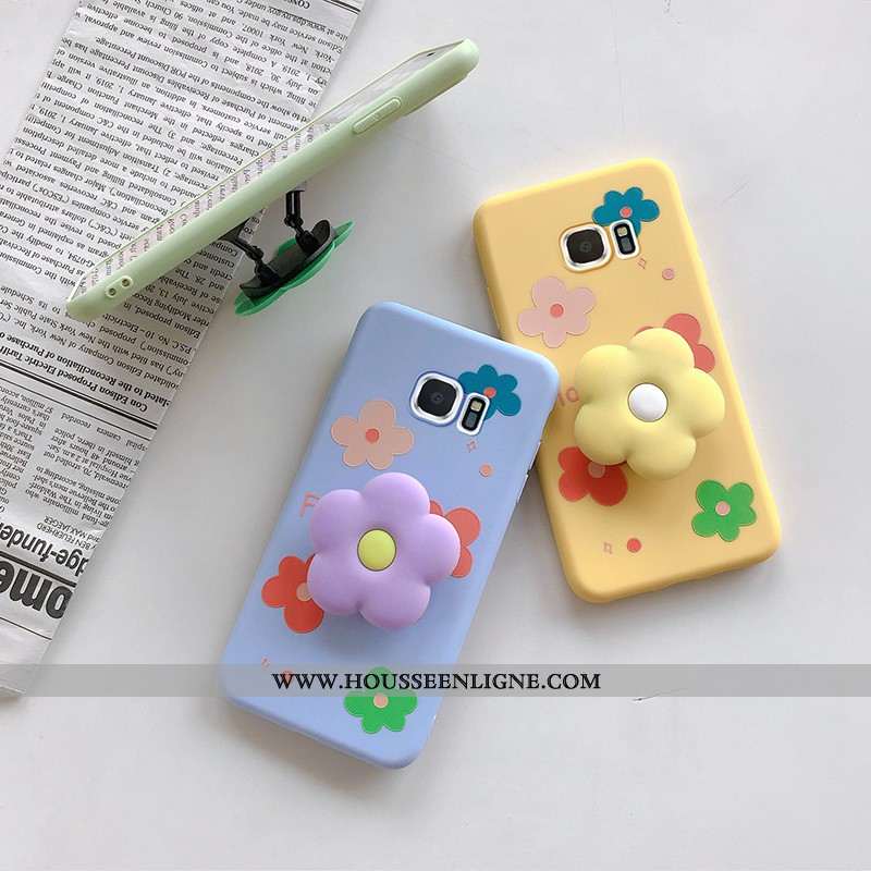 Coque Samsung Galaxy S7 Edge Personnalité Dessin Animé Fleur Incassable Téléphone Portable Vert Vert
