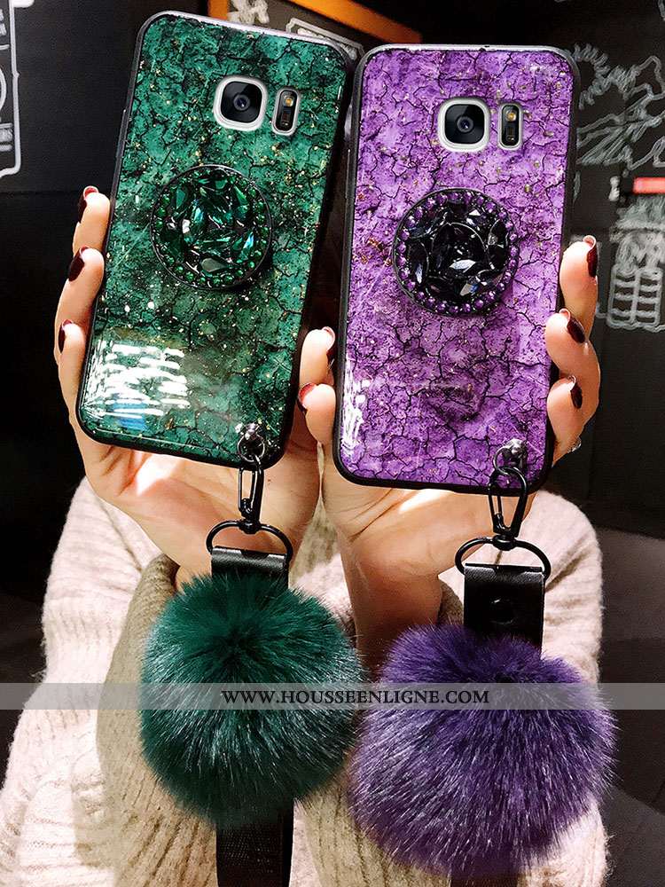 Coque Samsung Galaxy S7 Edge Protection Tendance Violet Étui Silicone Fluide Doux