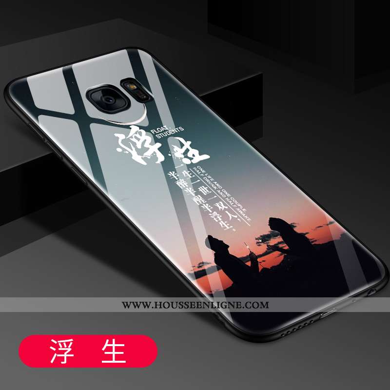 Coque Samsung Galaxy S7 Edge Protection Verre Tout Compris Tendance Miroir Bleu