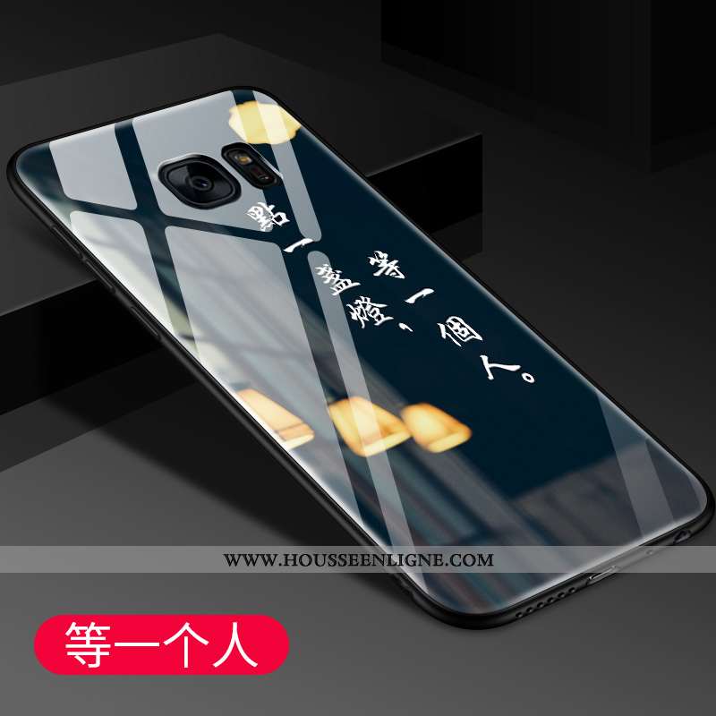 Coque Samsung Galaxy S7 Edge Protection Verre Tout Compris Tendance Miroir Bleu