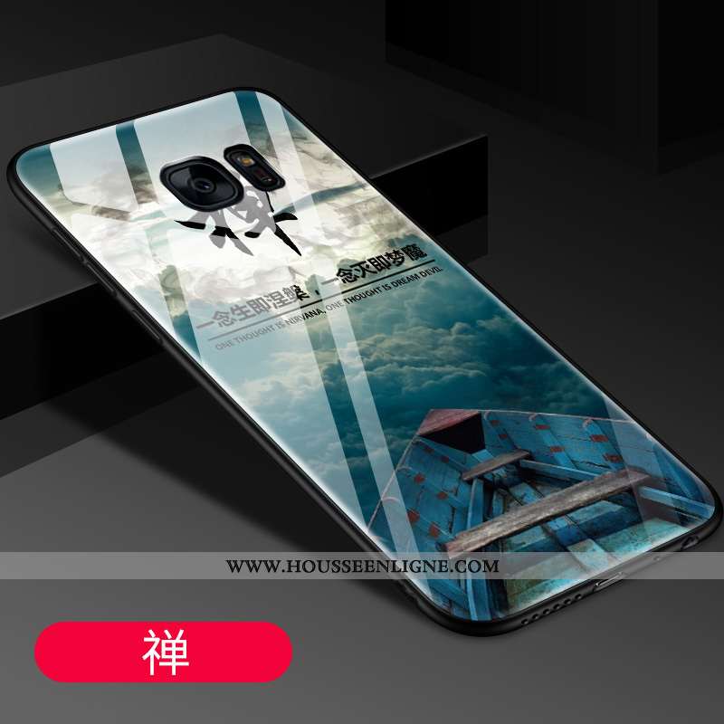 Coque Samsung Galaxy S7 Edge Protection Verre Tout Compris Tendance Miroir Bleu