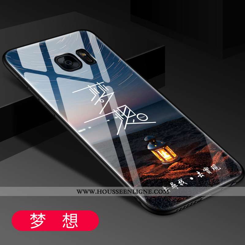 Coque Samsung Galaxy S7 Edge Protection Verre Tout Compris Tendance Miroir Bleu