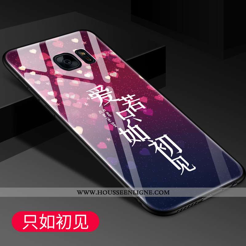 Coque Samsung Galaxy S7 Edge Protection Verre Tout Compris Tendance Miroir Bleu