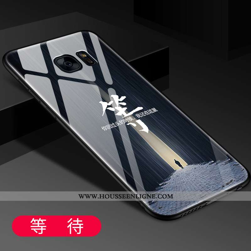 Coque Samsung Galaxy S7 Edge Protection Verre Tout Compris Tendance Miroir Bleu