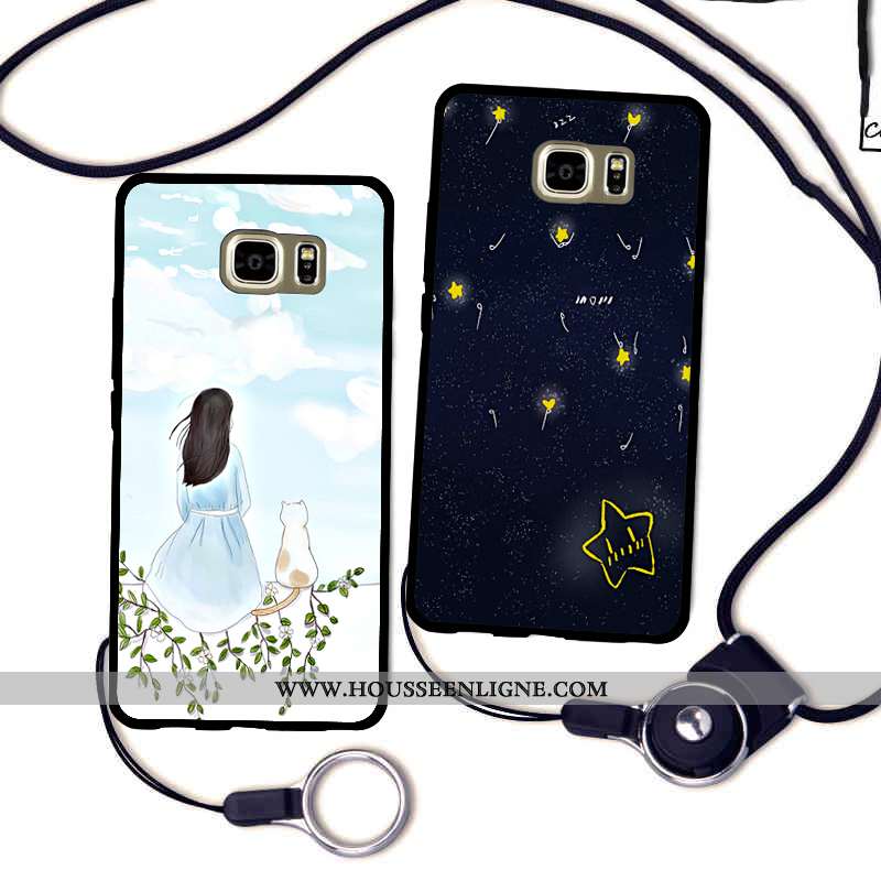 Coque Samsung Galaxy S7 Edge Silicone Protection Fluide Doux Étui Incassable Étoile Rouge Noir