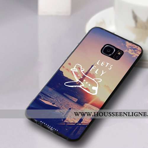 Coque Samsung Galaxy S7 Edge Silicone Protection Fluide Doux Étui Incassable Étoile Rouge Noir
