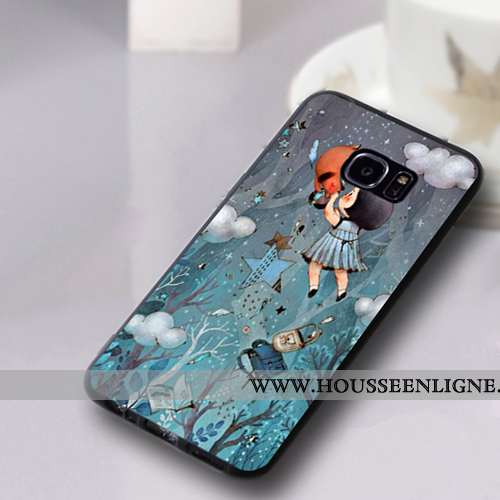 Coque Samsung Galaxy S7 Edge Silicone Protection Fluide Doux Étui Incassable Étoile Rouge Noir