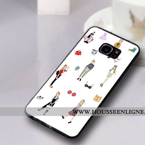 Coque Samsung Galaxy S7 Edge Silicone Protection Fluide Doux Étui Incassable Étoile Rouge Noir
